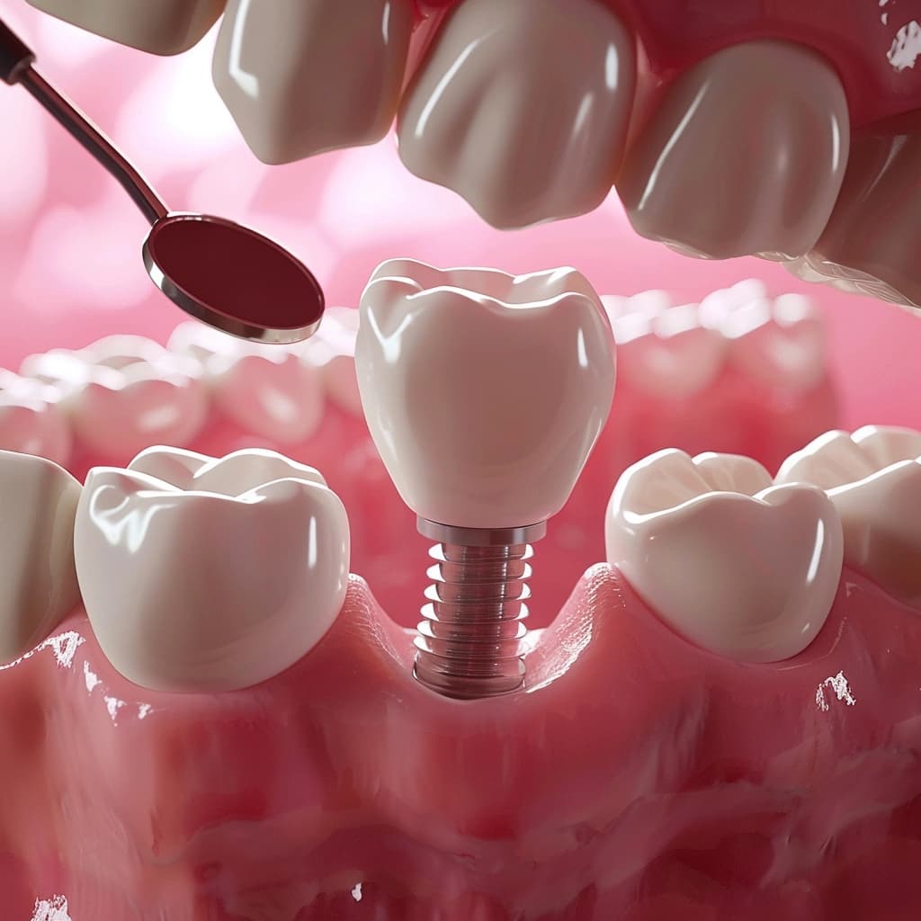 imagem clara e focada de um implante dental sendo colocado
